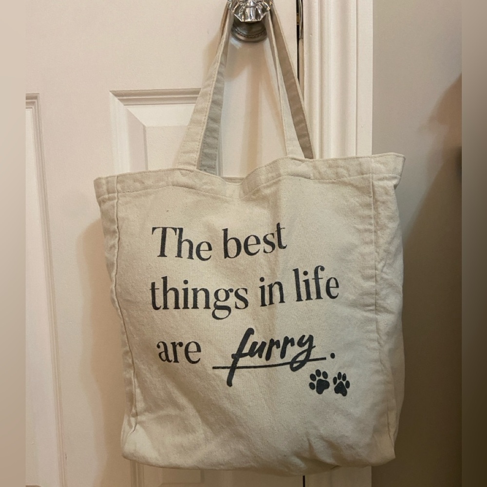‘The Best Things in Life are Furry’ Canvas Tote